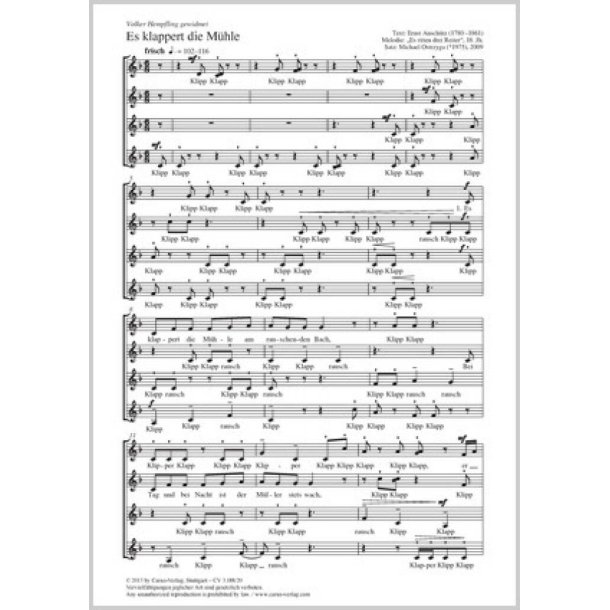 Es klappert die M&uuml;hle : F-Dur
