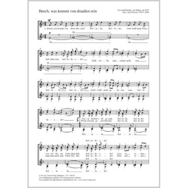 Horch, was kommt von drau&szlig;en rein : F-Dur