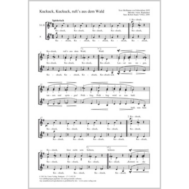 Kuckuck, Kuckuck, ruft's aus dem Wald