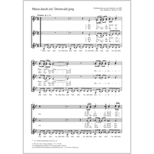 Maria durch ein' Dornwald ging : B-Dur