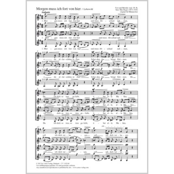 Morgen muss ich fort von hier : Lebewohl