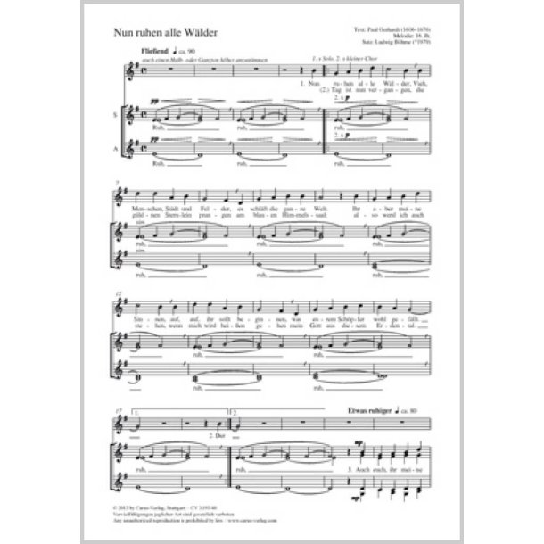 Nun ruhen alle W&auml;lder : G-Dur