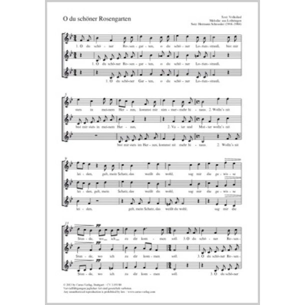 O du sch&ouml;ner Rosengarten : B-Dur