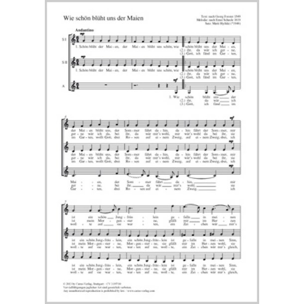 Wie sch&ouml;n bl&uuml;ht uns der Maien : C-Dur