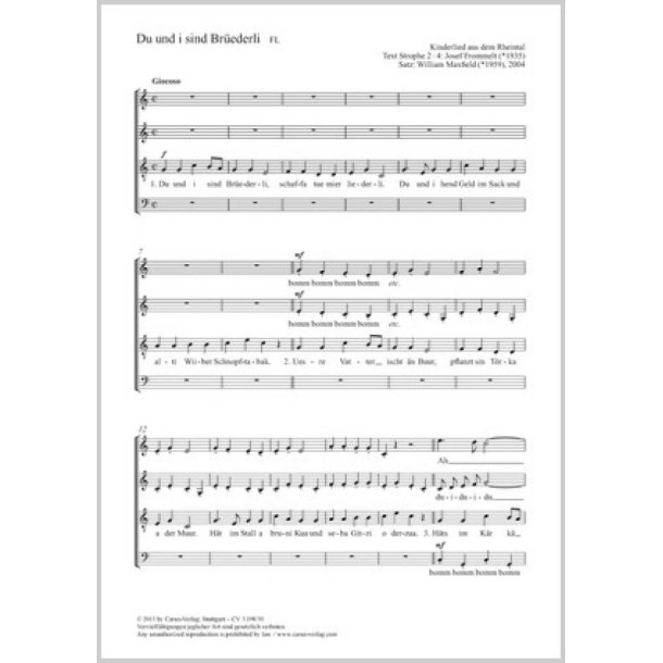 Du und i sind Br&uuml;ederli : C-Dur