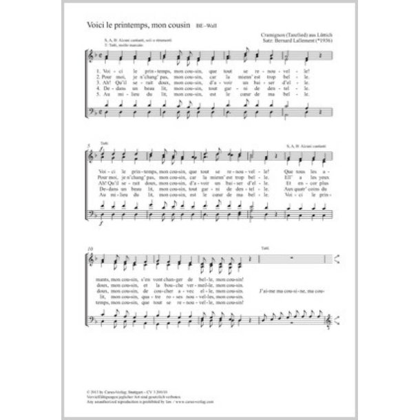 Voici le printemps, mon cousin : d-Moll