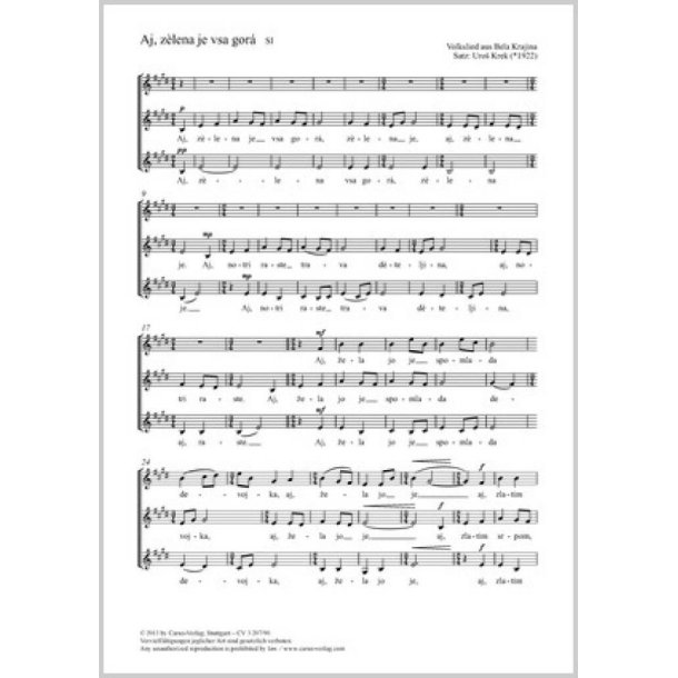 Aj, z&egrave;lena je vsa gor&aacute; : E-Dur