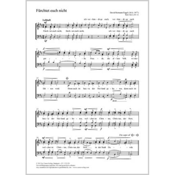 F&uuml;rchtet euch nicht : D-Dur