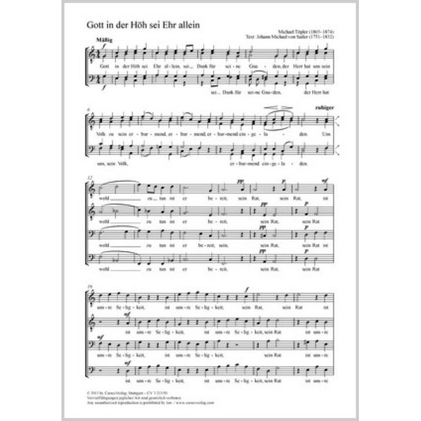 Gott in der H&ouml;h sei Ehr allein : C-Dur