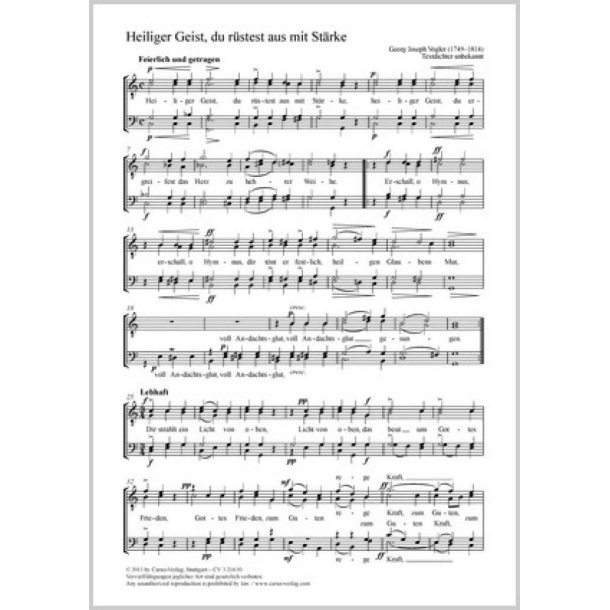 Heiliger Geist, du r&uuml;stest aus mit St&auml;rke : C-Dur