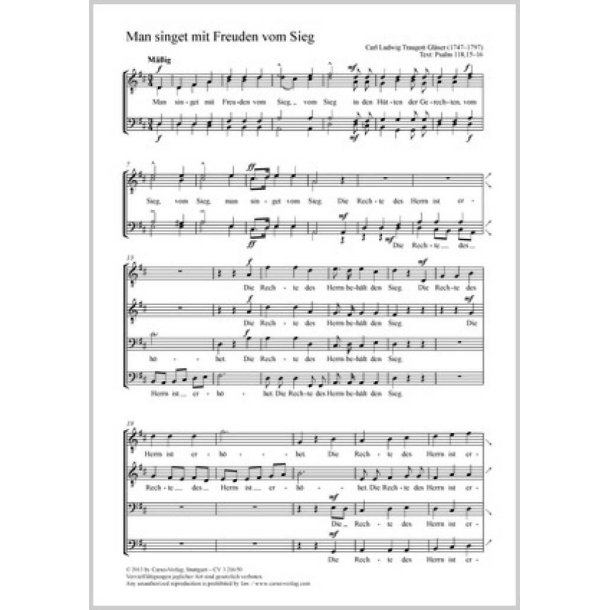 Man singet mit Freuden vom Sieg : D-Dur