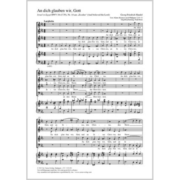 An dich glauben wir : And believed the Lord aus: Israel in Egypt