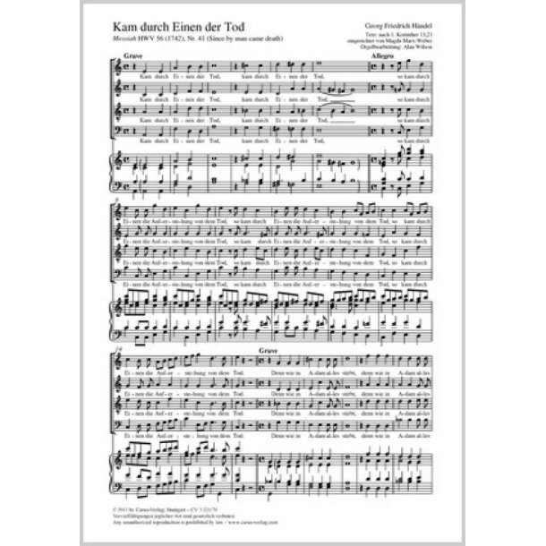 Kam durch Einen der Tod : aus: Messiah