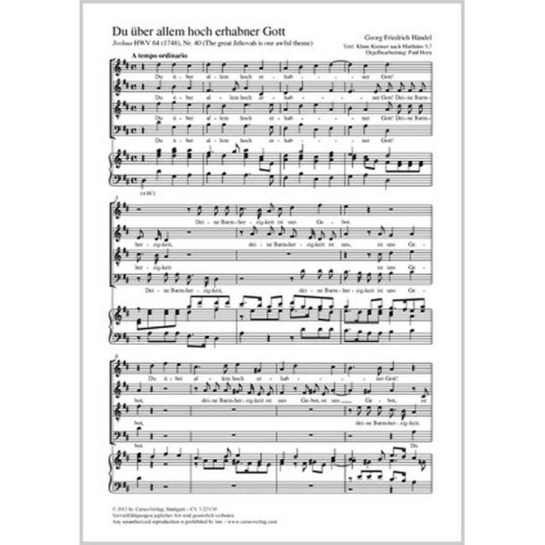 Du &uuml;ber Allem hoch erhab'ner Gott : The great Jehova aus: Joshua