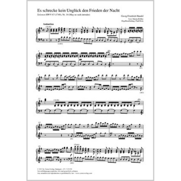 Es schrecke kein Ungl&uuml;ck den Frieden der Nacht : May no rash intruder aus: Solomon