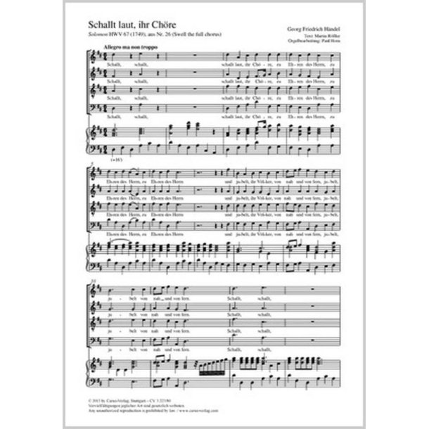 Schallt laut, ihr Ch&ouml;re, zu Ehren des Herrn : Swll the full chorus