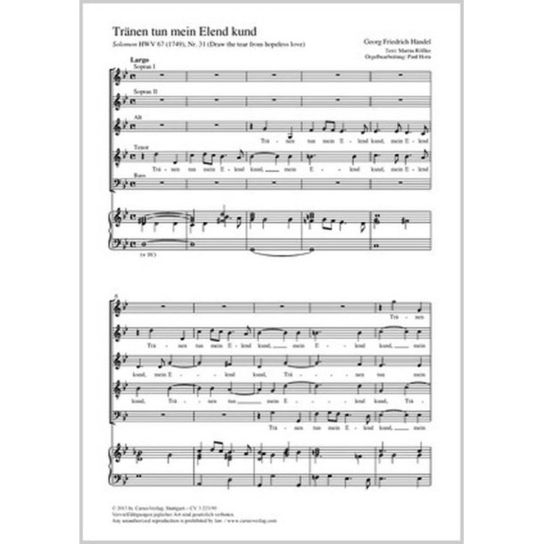 Tr&auml;nen tun mein Elend kund : Draw the tear aus: Solomon