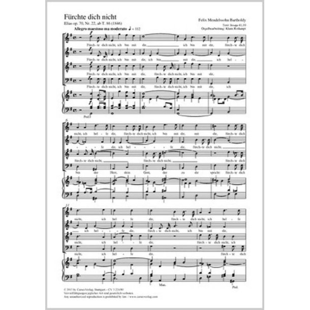 F&uuml;rchte dich nicht : aus: Elias op. 70