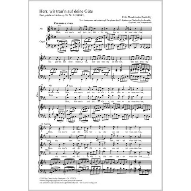 Herr, wir trau'n auf deine G&uuml;te : aus: Drei geistliche Lieder op. 96