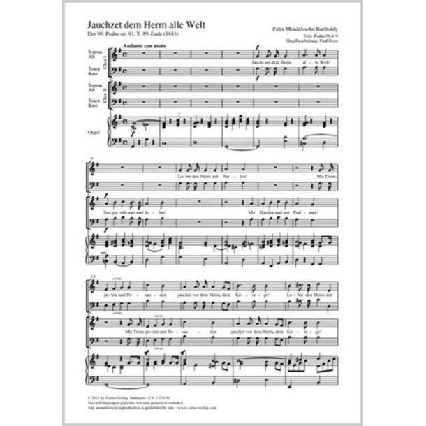 Jauchzet dem Herrn alle Welt : aus: Der 98. Psalm op. 91
