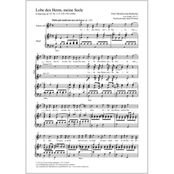 Lobe den Herrn, meine Seele : aus: Lobgesang op. 52