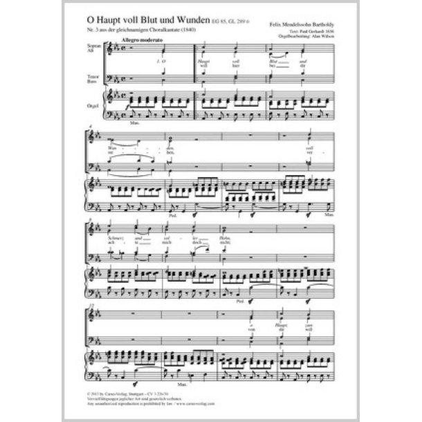 O Haupt voll Blut und Wunden : aus: Choralkantate O Haupt voll Blut und Wunden