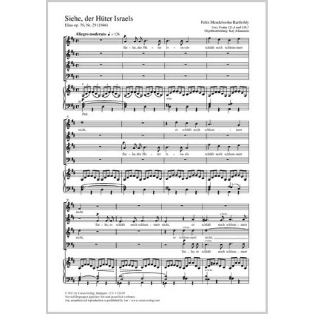 Siehe, der H&uuml;ter Israels : aus: Elias op. 70
