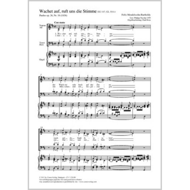 Wachet auf, ruft uns die Stimme : aus: Paulus