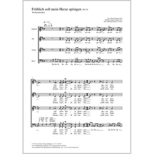 Fr&ouml;hlich soll mein Herze springen : Weihnachtslied