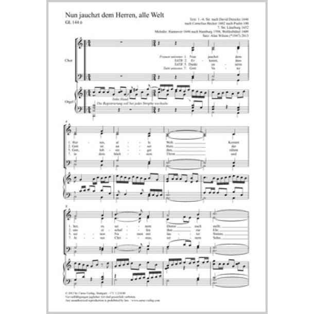 Nun jauchzet dem Herren, alle Welt : Motette
