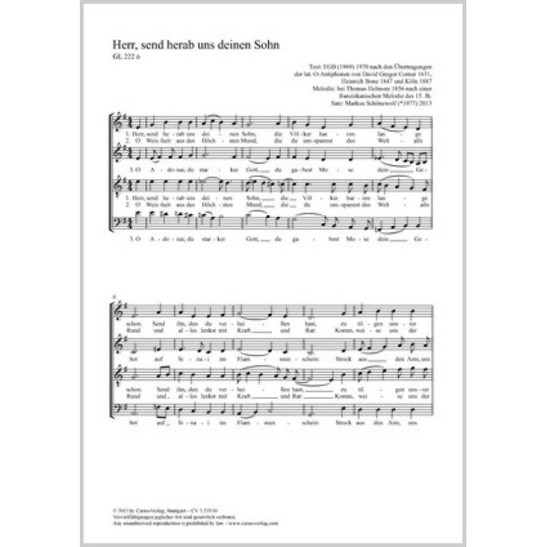 Herr, send herab uns deinen Sohn : Motette