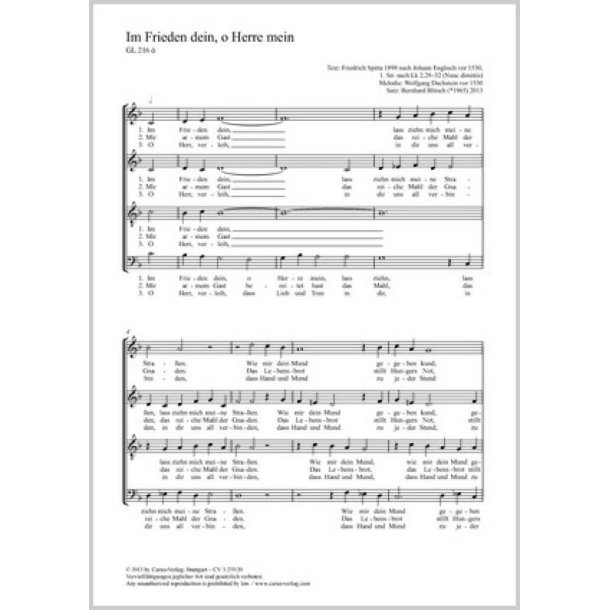 Im Frieden dein, o Herre mein : Motette