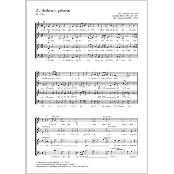 Zu Bethlehem geboren : Motette
