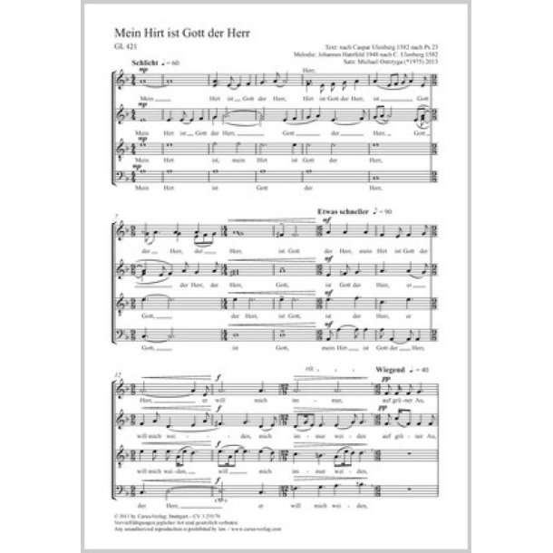 Mein Hirt ist Gott der Herr : Motette