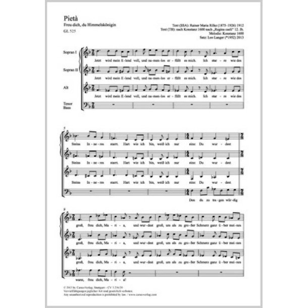 Piet&agrave;. Freu dich, du Himmelsk&ouml;nigin : Motette