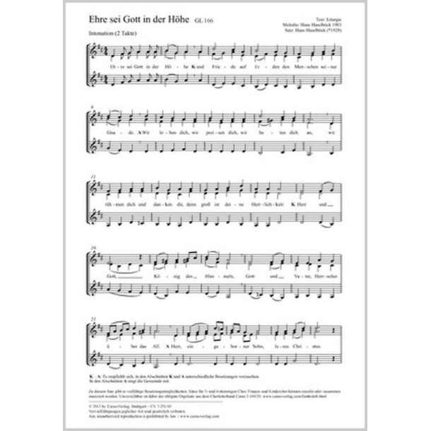 Ehre sei Gott in der H&ouml;he : D-Dur