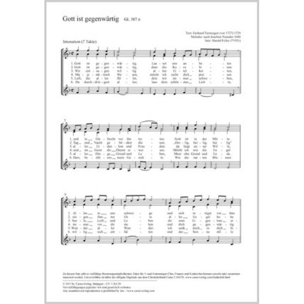 Gott ist gegenw&auml;rtig : F-Dur