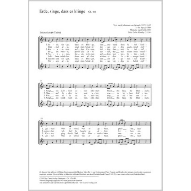 Erde, singe, dass es klinge : F-Dur