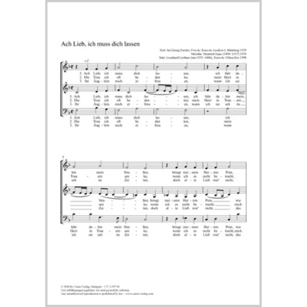 Ach Lieb, Ich Muss Dich Lassen : F Major