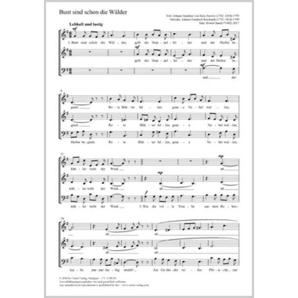 Bunt Sind Schon Die W&auml;lder : G Major