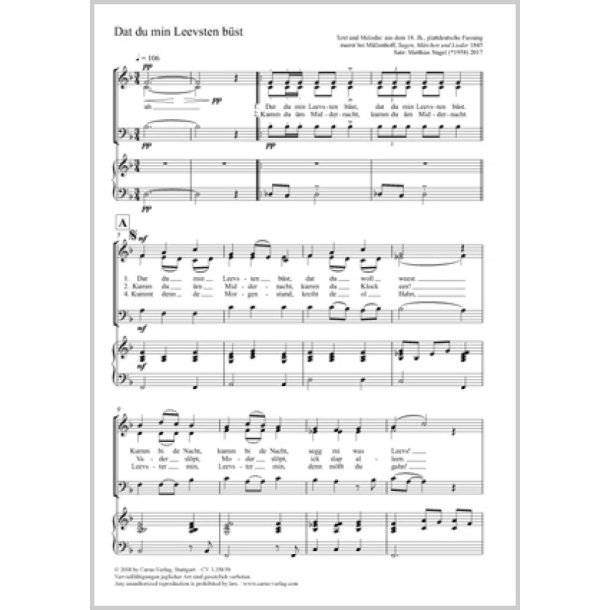 Dat Du Min Leevsten B&uuml;st : F Major