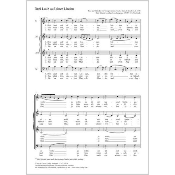 Drei Laub Auf Einer Linden : C Major