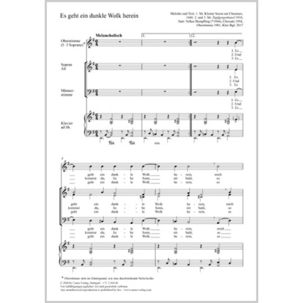 Es Geht Ein Dunkle Wolk Herein : E Minor / E Major