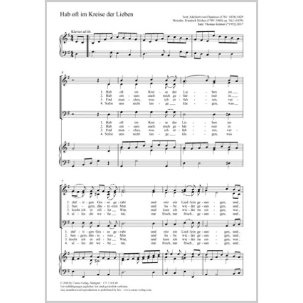 Hab Oft Im Kreise Der Lieben : G Major
