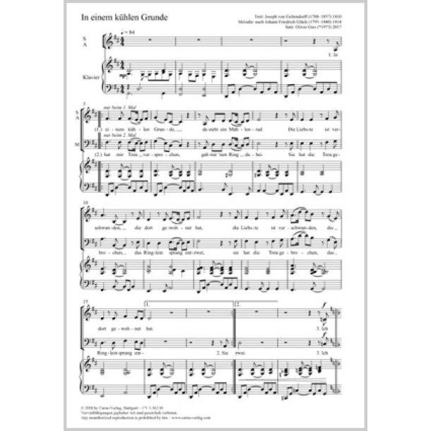 In Einem K&uuml;hlen Grunde : D Major