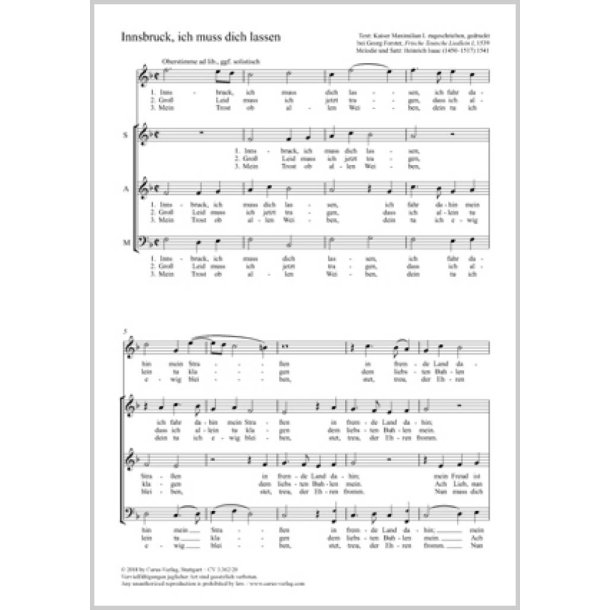 Innsbruck, Ich Muss Dich Lassen : F Major