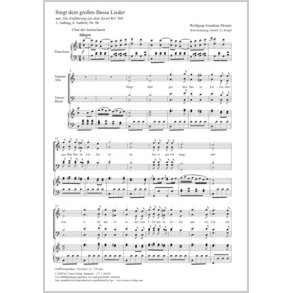 Singt Dem Großen Bassa Lieder : KV 384 - C Major