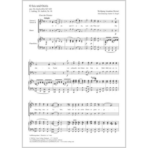 O Isis und Osiris : KV 620 - D Major