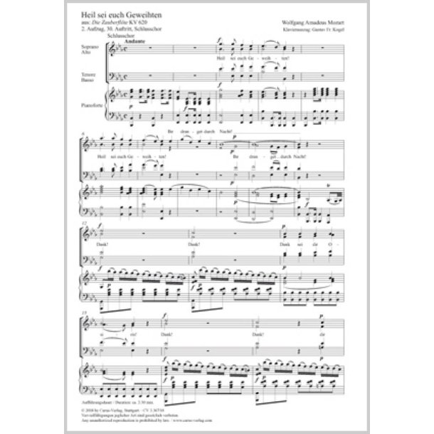 Heil Sei Euch Geweihten : KV 620 - E Flat Major