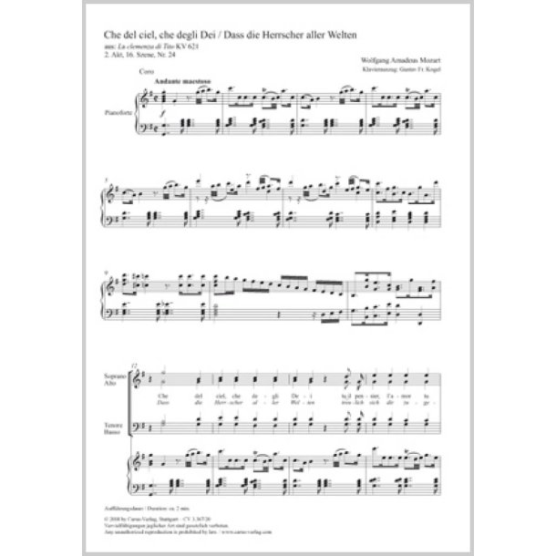 Che Del Ciel, Che Degli Dei : KV 621 - G Major